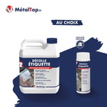 Décolle étiquette MétalTop : bidon et spray nettoyant dégraissant avec buse précision