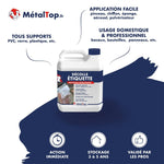 Bidon MétalTop Décolle Étiquette, nettoyant dégraissant pour retirer la colle sur verre