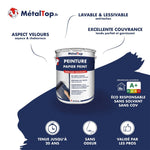 Pot de peinture papier peint MétalTop bleu marine, aspect velours et excellent couvrant