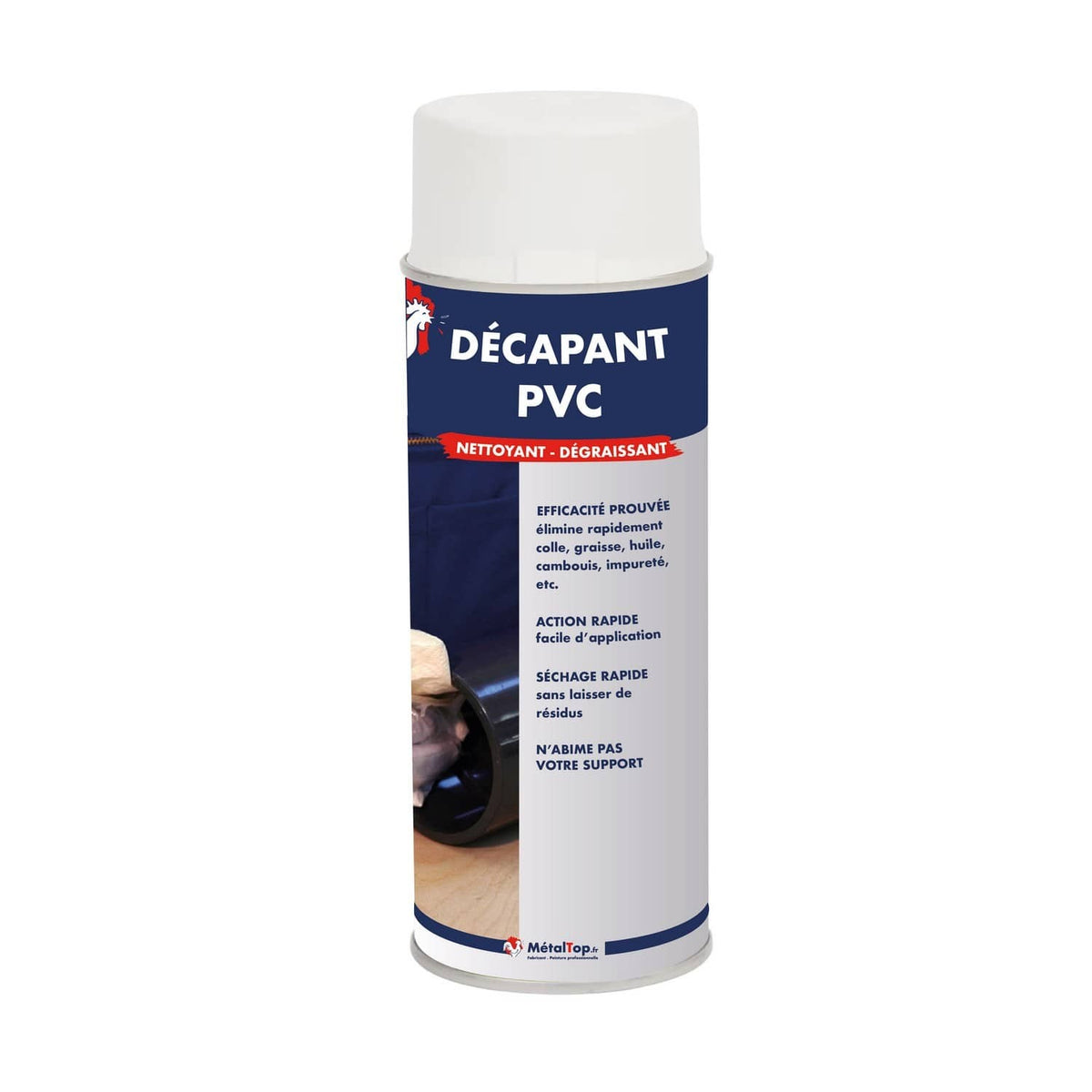 Aérosol Décapant PVC MétalTop, nettoyant dégraissant pour colle, graisse et huile