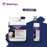 Décapant PVC nettoyant dégraissant MétalTop en bidon et en aérosol avec buse précision