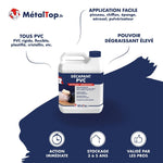 Bidon de décapant PVC MétalTop, nettoyant dégraissant pour tous types de PVC