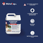 Bidon Hydrofuge Terrasse MétalTop multisupport incolore à effet déperlant