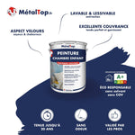 Pot de peinture MétalTop Chambre enfant, lavable et aspect velours, sur fond bleu marine
