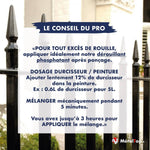 Conseil du pro MétalTop : dosage du durcisseur à 12 % dans la peinture, pour grille noire