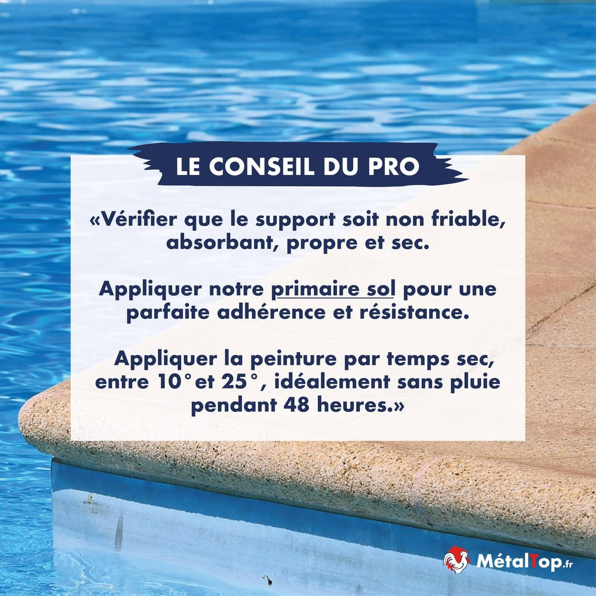 Conseil du pro : appliquer un primaire sol avant la peinture d'un bord de piscine