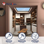 Dressing blanc et bois sous puits de lumière, peinture MétalTop brosse, rouleau ou pistolet