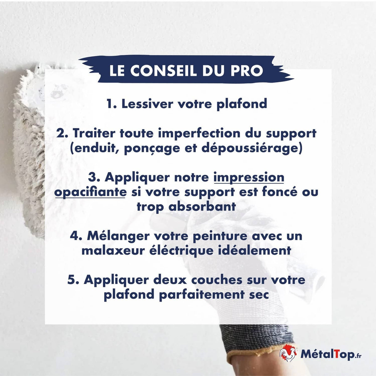 5 conseils pro pour peindre un plafond : lessivage, enduit, impression et deux couches