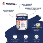 Pot de peinture MétalTop pour salle de bain, résistant à l'humidité, fond bleu marine