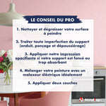 5 étapes du pro pour bien peindre : nettoyage, traitement, impression, mélange, deux couches