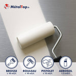 Peinture métal blanche au rouleau avec rendements par outil : brosse, rouleau, pistolet, aérosol