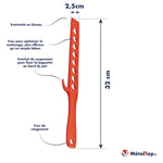 Baguette de malaxage orange de 32 cm, bout en biseau, trous et crochet de suspension pour pot