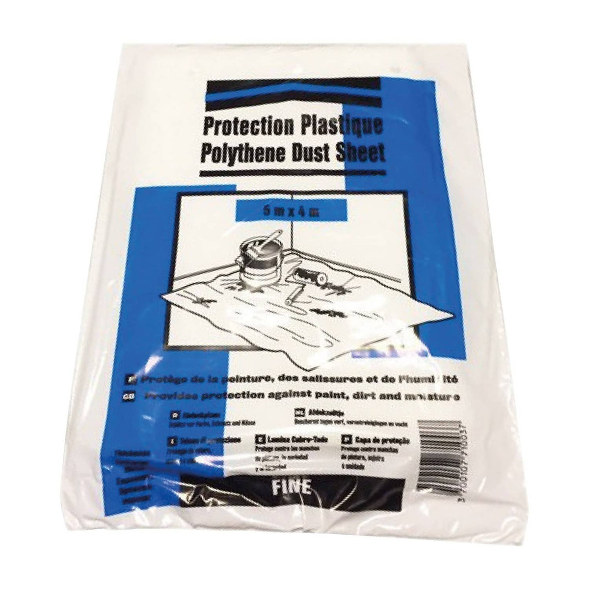 Bâche de protection plastique 5 m x 4 m contre la peinture et la poussière, emballée