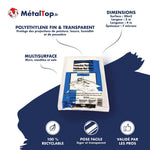 Bâche plastique transparente MétalTop 5 x 4 m (20 m²) pour protéger sols, murs et meubles
