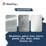 Plaques en aluminium brossé, galva et inox ; gamme multisupport MétalTop
