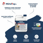 Bidon de vernis aluminium MétalTop incolore et antirouille, formule sans solvant
