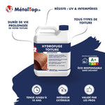 Bidon blanc d'hydrofuge toiture MétalTop multisupport, incolore et déperlant, pour toitures