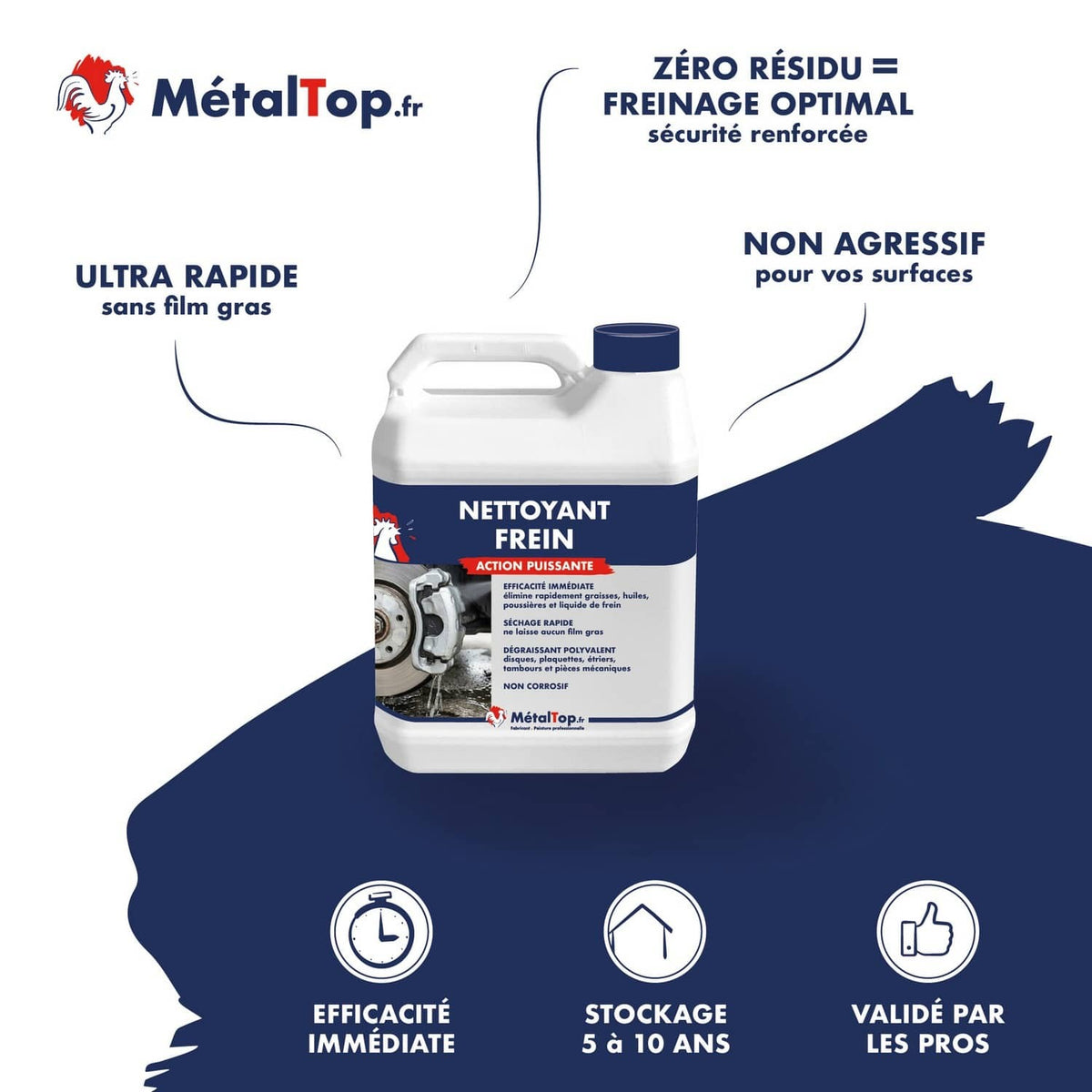 Bidon de nettoyant frein MétalTop, dégraissant pour disques et plaquettes de frein