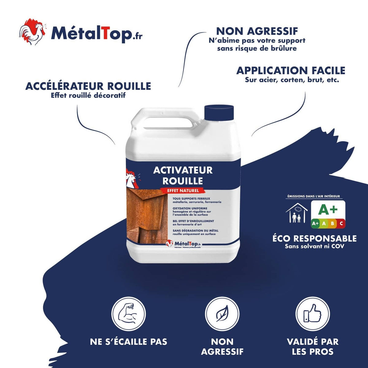 Bidon Activateur Rouille MétalTop à effet naturel pour acier, corten et métaux ferreux