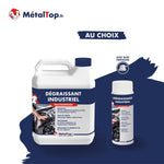 Dégraissant industriel multisurfaces MétalTop en bidon blanc et en spray avec buse précision