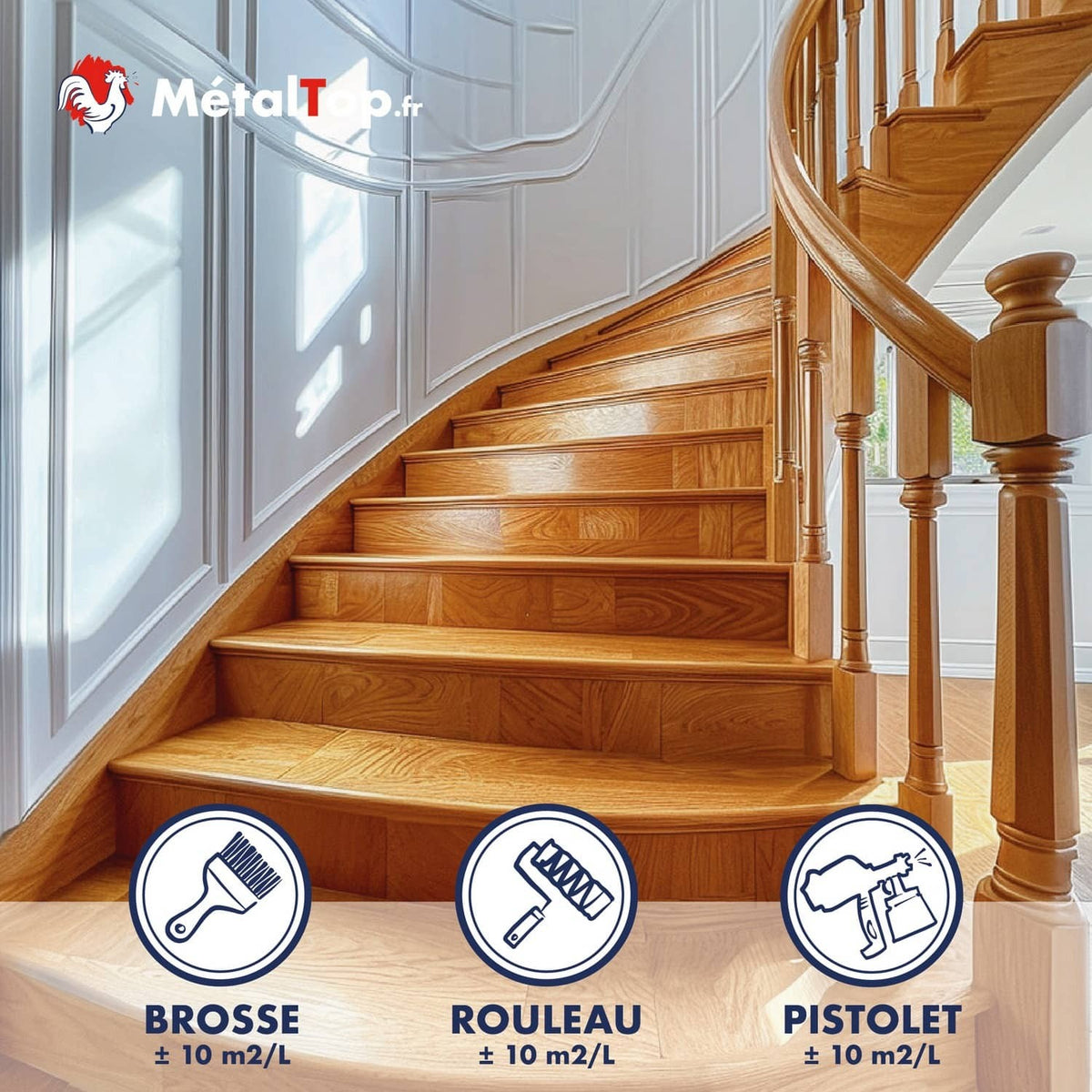 Escalier intérieur en bois vitrifié