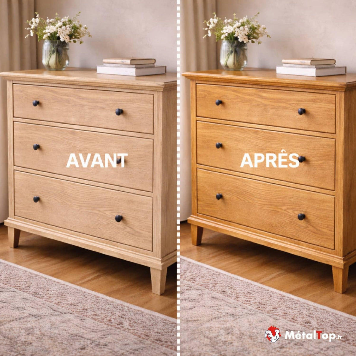 Commode en bois verni