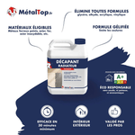 Bidon de décapant radiateur MetalTop.fr élimine toutes formules de peintures, formule gélifiée