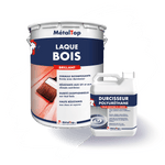 Pot de laque bois brillant MétalTop et flacon de durcisseur polyuréthane pour peinture et vernis