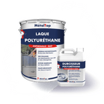Pot de laque polyuréthane antirouille mat MetalTop et bidon de durcisseur polyuréthane