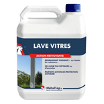 Bidon de nettoyant Lave Vitres MétalTop, dégraissant, avec bouchon bleu et étiquette bleue et rouge