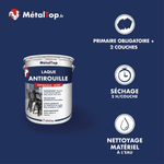 Présentation de la gamme Laque antirouille Métaltop avec conditionnement et conseils d’application