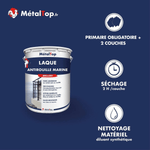 Présentation de la gamme Laque antirouillemarine Métaltop avec conditionnement et conseils d’application