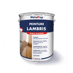 Pot de peinture MétalTop Lambris mur et plafond, finition velours blanche sur lambris en bois