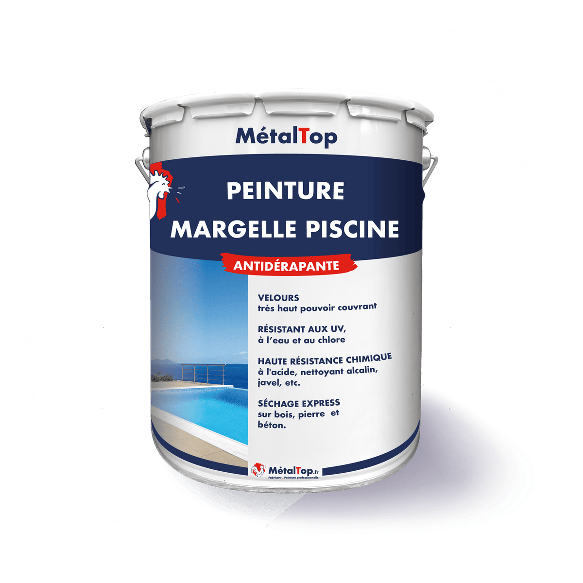 Pot de peinture MétalTop Margelle Piscine antidérapante avec visuel de piscine et margelle