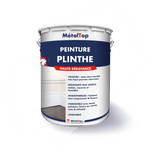 Pot de peinture MétalTop pour plinthe, haute résistance, illustré d'une plinthe blanche et parquet