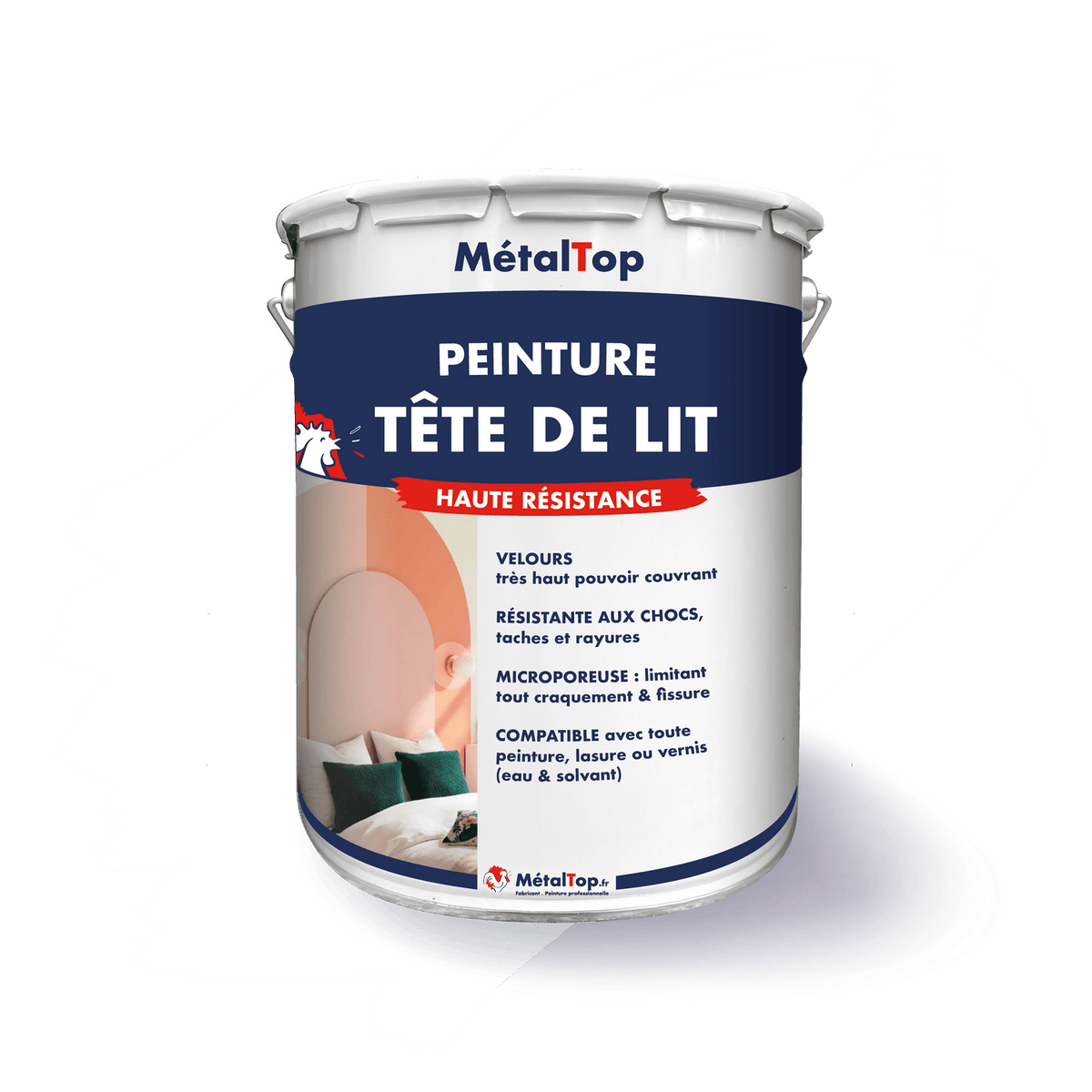 Pot de peinture Tête de Lit MétalTop haute résistance, illustration d'une chambre rose
