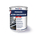Pot de primaire acier galvanisé mat MétalTop, anti-rouille, étiquette bleue et blanche