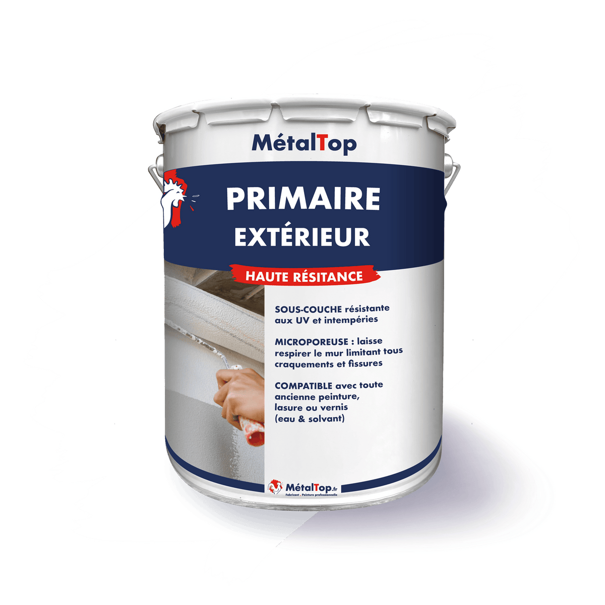 Pot de primaire extérieur MétalTop haute résistance, sous-couche microporeuse pour murs