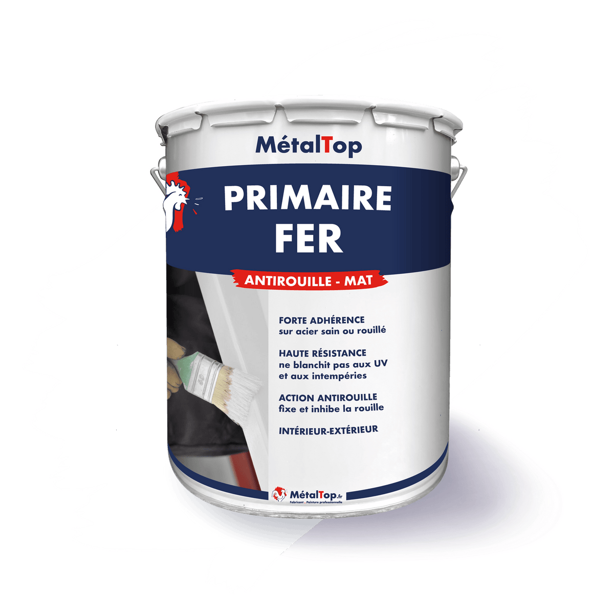 Pot de peinture MétalTop Primaire Fer antirouille mat blanc