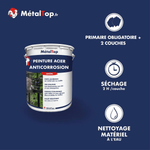 Présentation de la gamme Peinture Acier Anticorrosion Métaltop avec conditionnement et conseils d’application