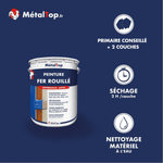 Présentation de la gamme Peinture ferrouille Métaltop avec conditionnement et conseils d’application