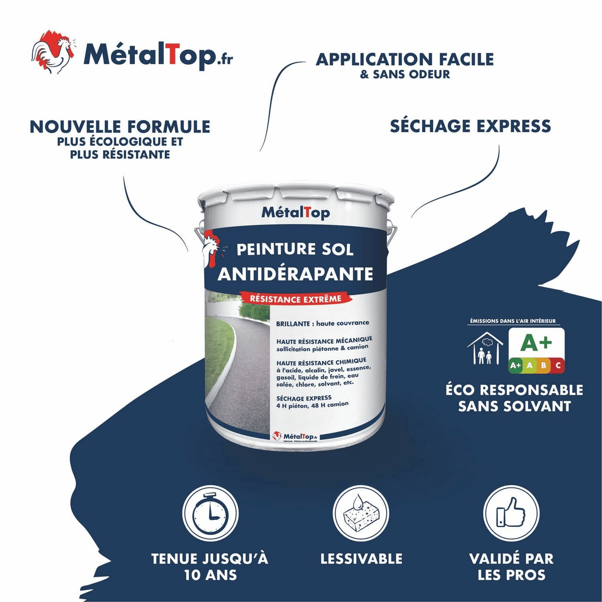 Pot de peinture sol antidérapante MétalTop à résistance extrême, visuel d'une allée extérieure