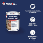 Présentation de la gamme Peinture chambrebebe Métaltop avec conditionnement et conseils d’application