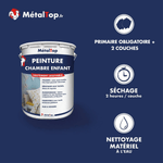 Présentation de la gamme Peinture chambreenfant Métaltop avec conditionnement et conseils d’application