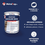 Pot de peinture MétalTop Escalier Bois, résistance extrême, finition satin blanche