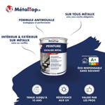 Pot de peinture MétalTop escalier métal satiné, formule antirouille intérieur et extérieur