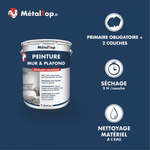 Présentation de la gamme Peinture mur plafond Métaltop avec conditionnement et conseils d’application