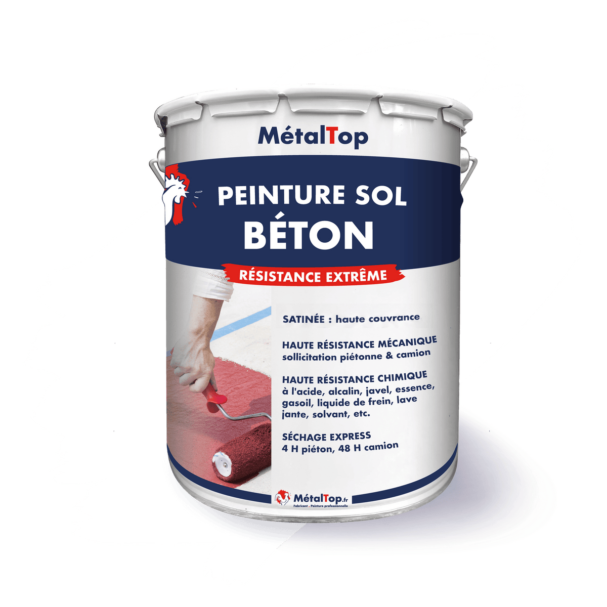 Pot de peinture MétalTop pour sol béton à résistance extrême, finition satinée